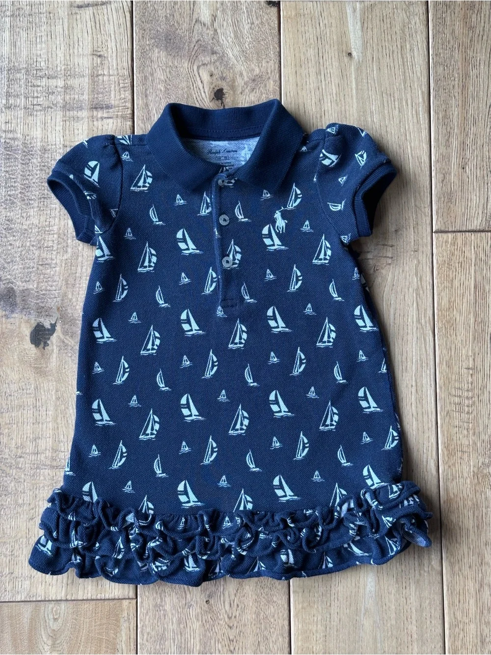 Ralph Lauren Sailboat Print Cotton Polo Dress and Bloomer size 6 Months